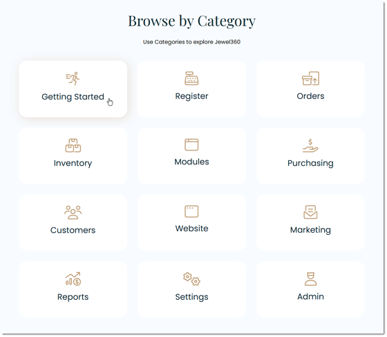 Image showing the categories of the Knowledge Base.