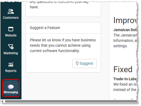 Image showing the Messaging Assistant button in the lower left of the Jewel360 home page
