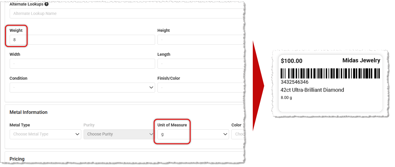 weight in label