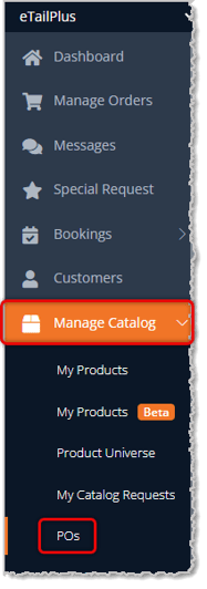 Image highlighting the Purchase Orders button  in the Jewel360 system's main menu.